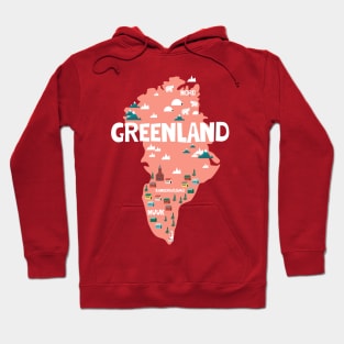 Greenland illustrated map Hoodie